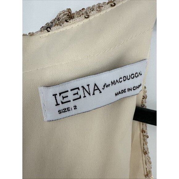 Mac Duggal Size 2 Gold SEQUINED DRAPED 3/4 SLEEVE Formal GOWN Dress New Prom - Picture 9 of 10